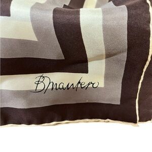 B Mantero 26” x 26” Silk Brown, Taupe and Cream Scarf